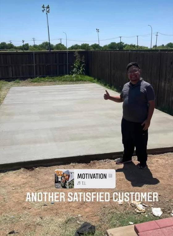 Satisfied customer with new concrete slab